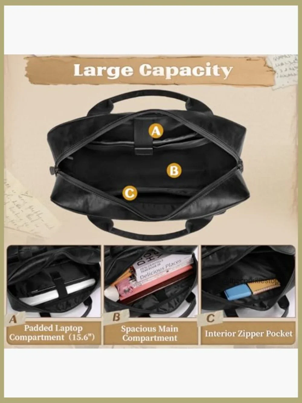 Vintage Messenger Bag PU Vegan Leather Laptop 15.6